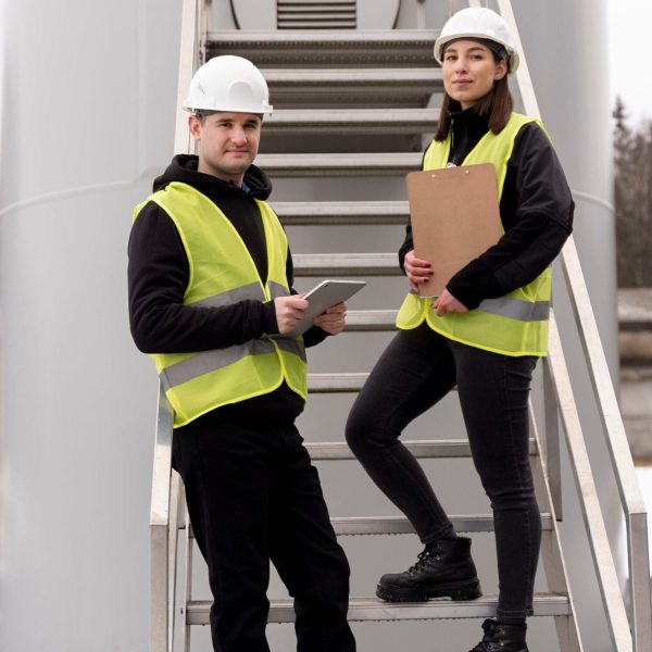 full-shot-smiley-engineers-outdoors